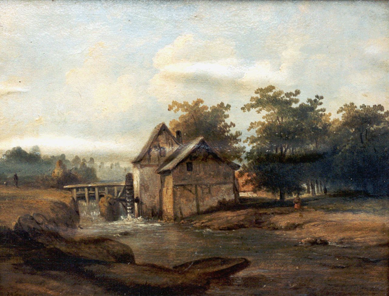 Tom J.B.  | Jan Bedijs Tom, Drainage mill, Öl auf Leinwand 34,9 x 45,1 cm, signed l.l. und dated 1857