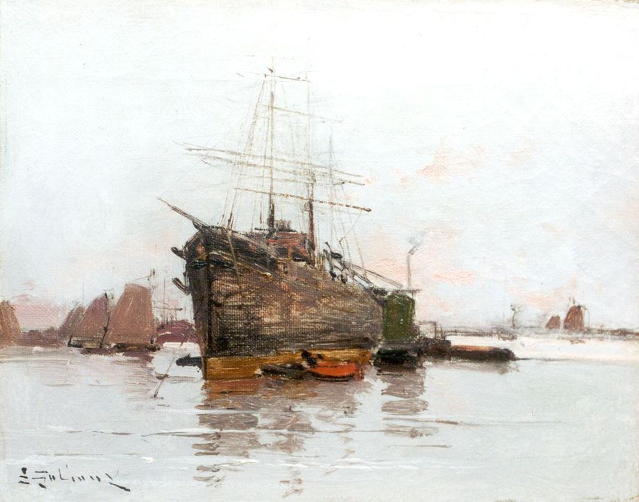 Galien-Laloue E.  | Eugène Galien-Laloue, A French harbour, Öl auf Leinwand 19,3 x 24,2 cm, signed l.l.