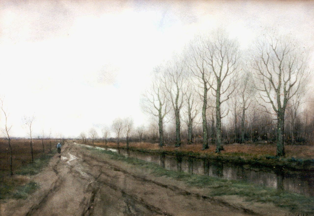 Gorter A.M.  | 'Arnold' Marc Gorter, A winter landscape, Aquarell auf Papier 33,4 x 46,7 cm, signed l.r.