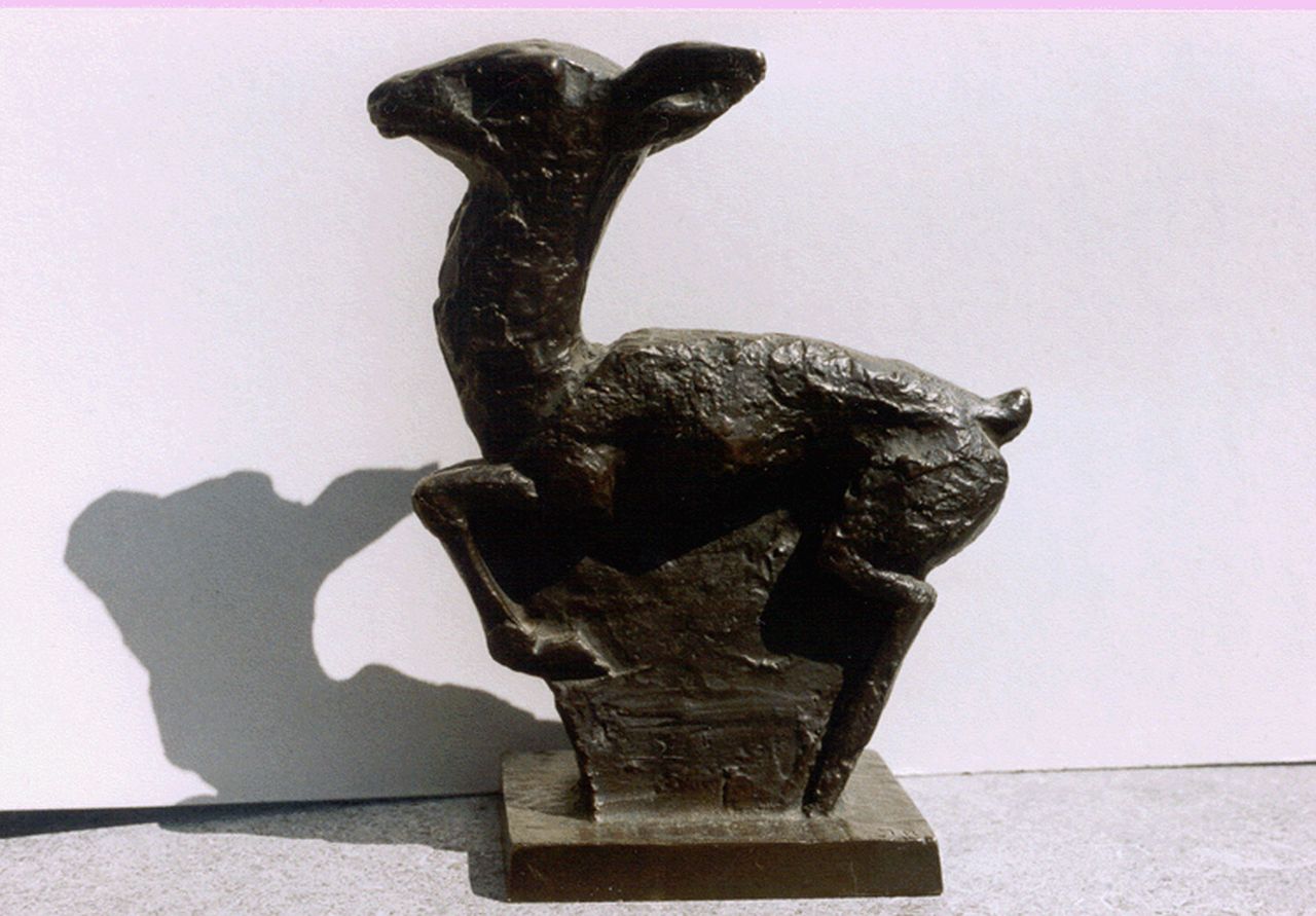 John Rädecker | Kleiner Hirsch, Bronze, 19,0 cm, Unterzeichnet Mit Monogramm auf der Basis