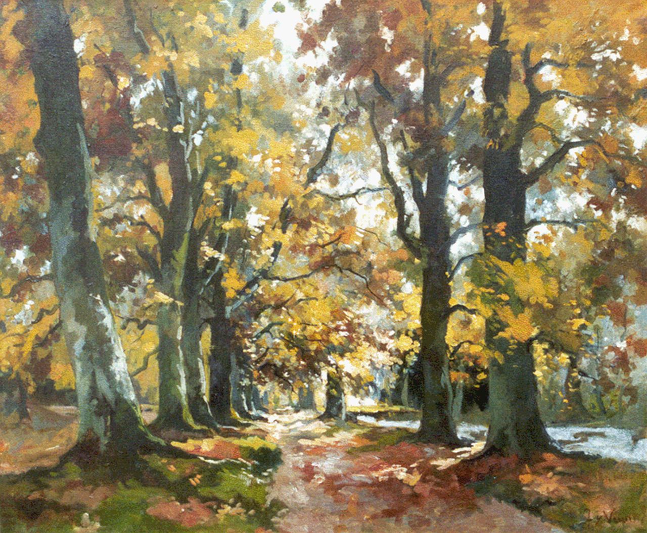 Vuuren J. van | Jan van Vuuren, Fall woods, Öl auf Leinwand 50,2 x 60,4 cm, signed l.r.