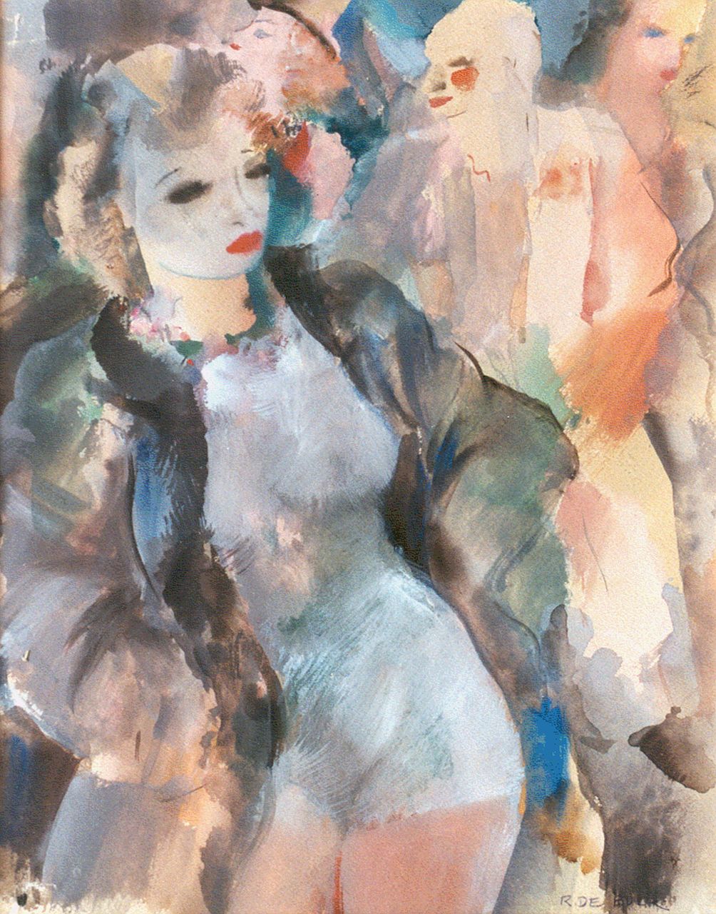 Buck R. de | Raphaël de Buck, Circus performer, Aquarell auf Papier 31,3 x 24,6 cm, signed l.l.