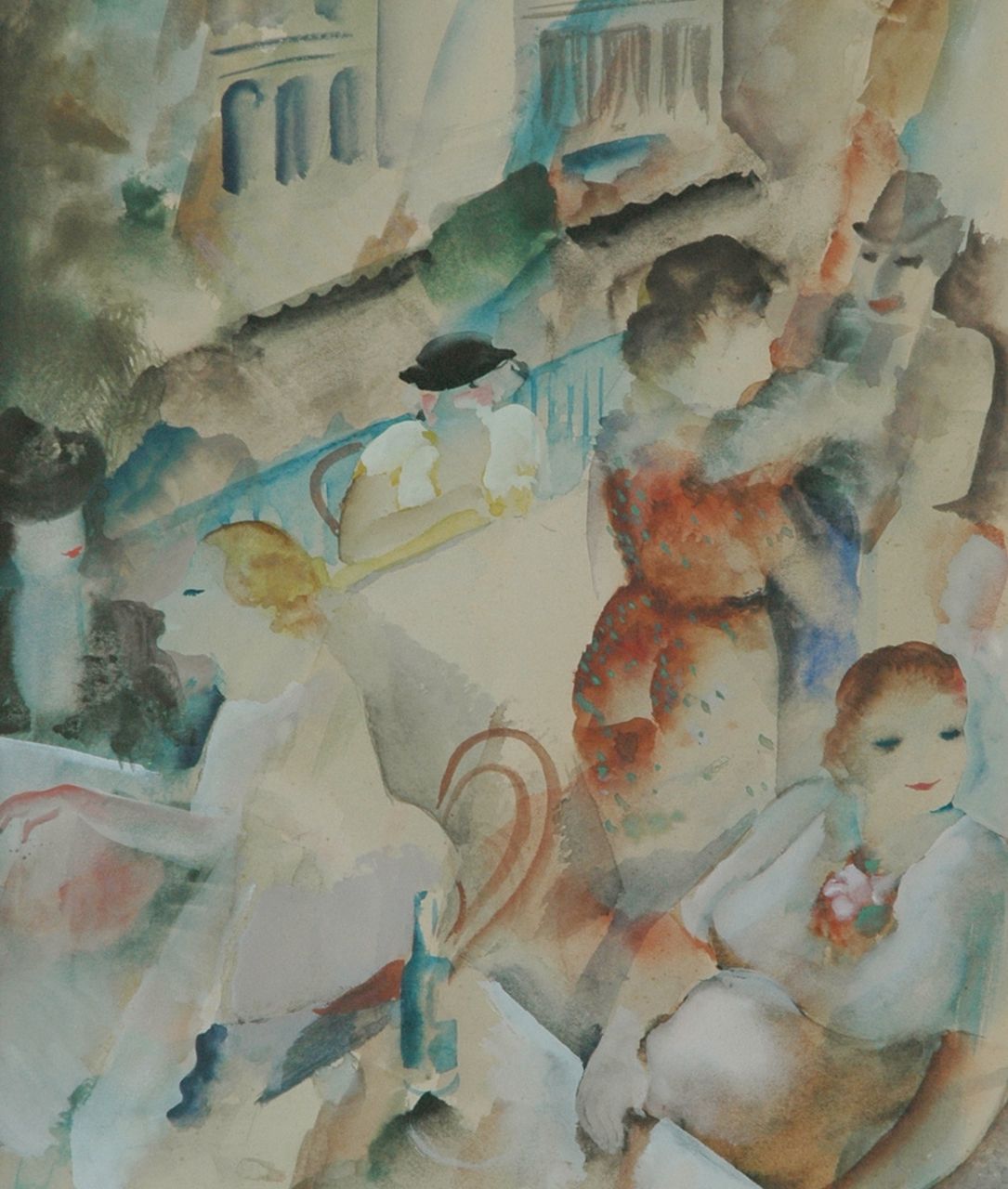 Buck R. de | Raphaël de Buck, A French terrace, Aquarell auf Papier 28,7 x 24,4 cm, signed right of the lower centre