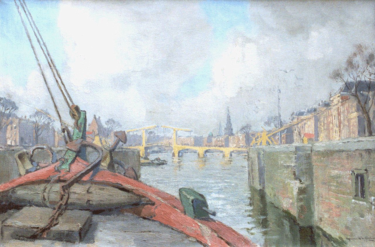 Duffelen G. van | Gerrit van Duffelen, View of the 'Magere Brug', Amsterdam, Öl auf Leinwand 40,8 x 60,5 cm, signed l.r. und painted circa 1946