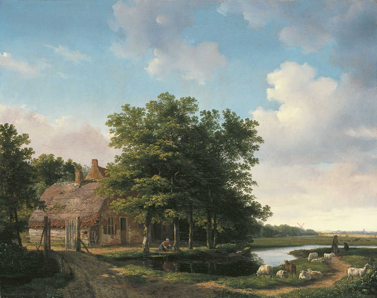Sande Bakhuyzen H. van de | Hendrikus van de Sande Bakhuyzen, A farmhouse, Öl auf Holz 43,0 x 54,4 cm, signed l.l. und dated '19