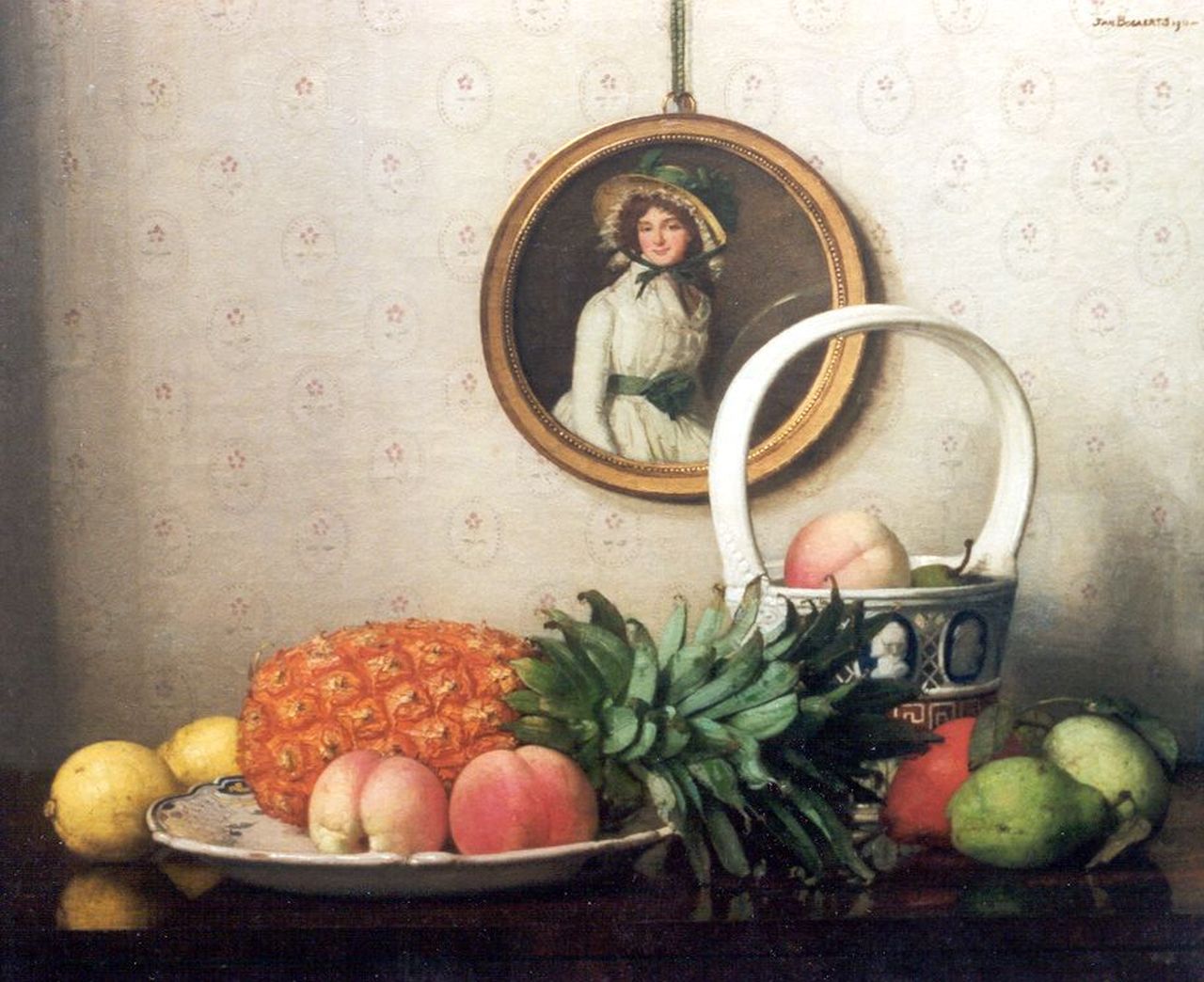 Bogaerts J.J.M.  | Johannes Jacobus Maria 'Jan' Bogaerts, A still life with abricots, lemons and a pineapple, Öl auf Leinwand 50,2 x 61,0 cm, signed u.r. und dated 1911