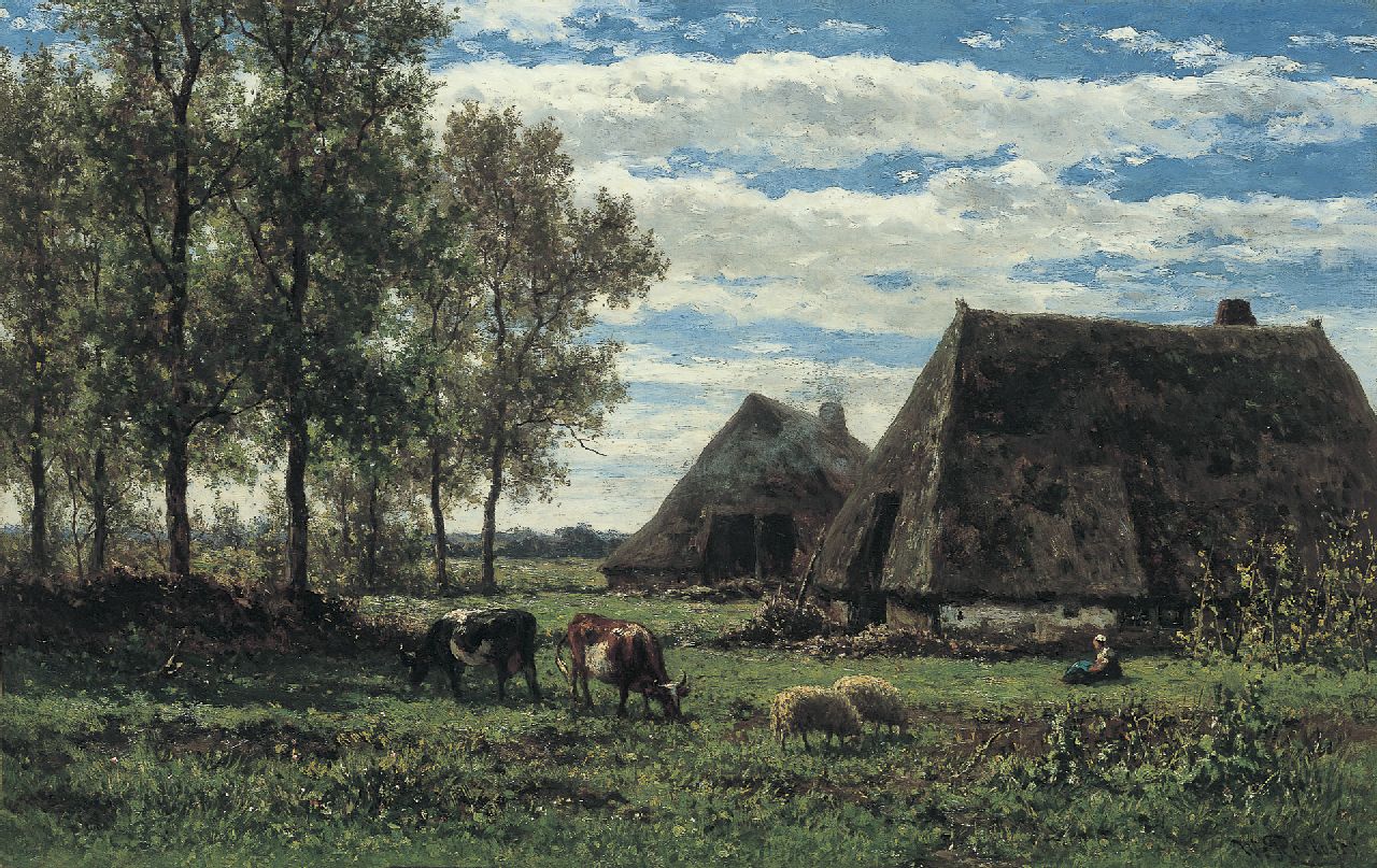 Roelofs W.  | Willem Roelofs, Farmstead in summer, Drenthe, Öl auf Leinwand 45,4 x 71,2 cm, signed l.r.