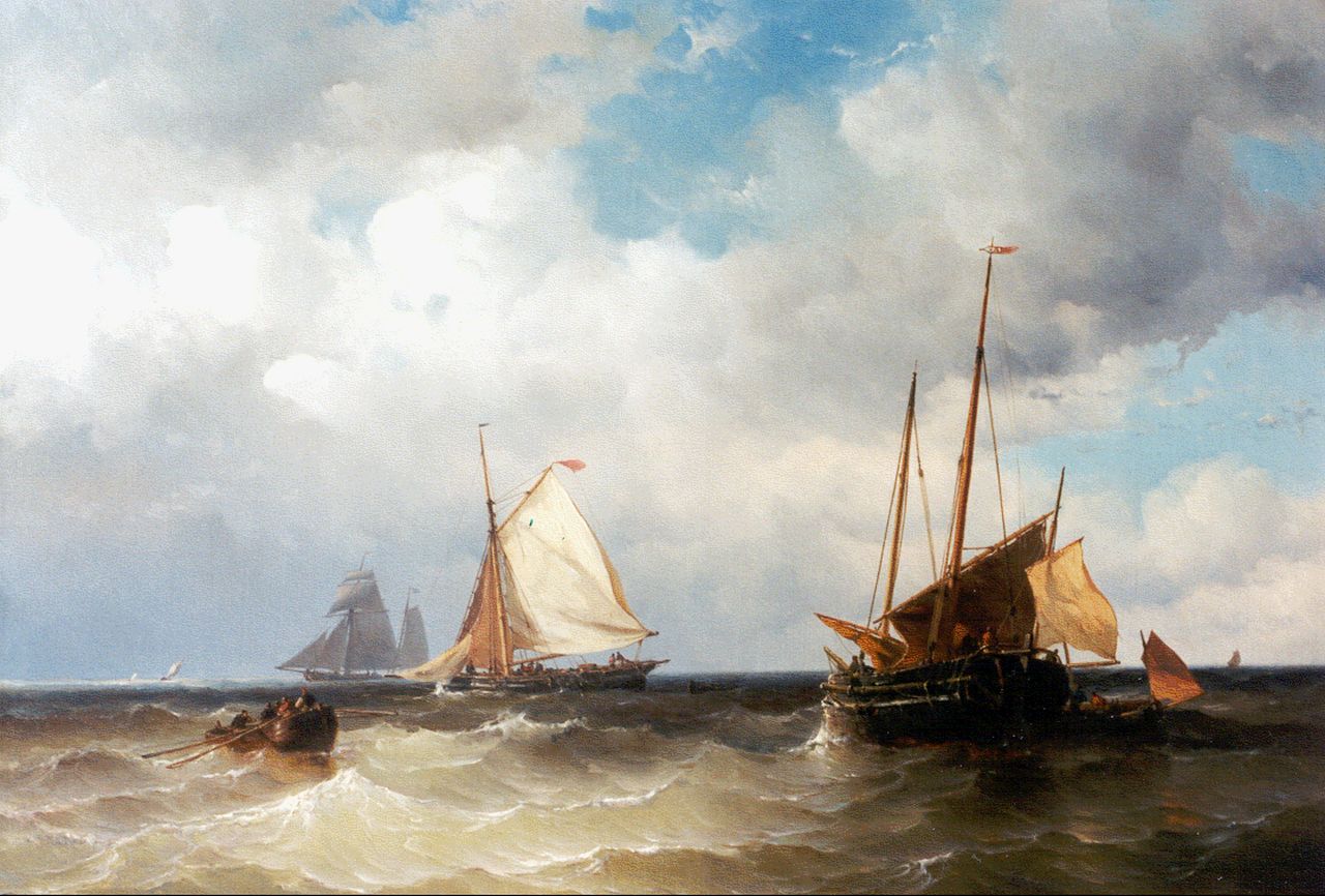 Haas M.F.H. de | Maurits Frederik Hendrik de Haas, Shipping offshore, Öl auf Leinwand 60,0 x 88,0 cm, signed l.r. und dated 1857