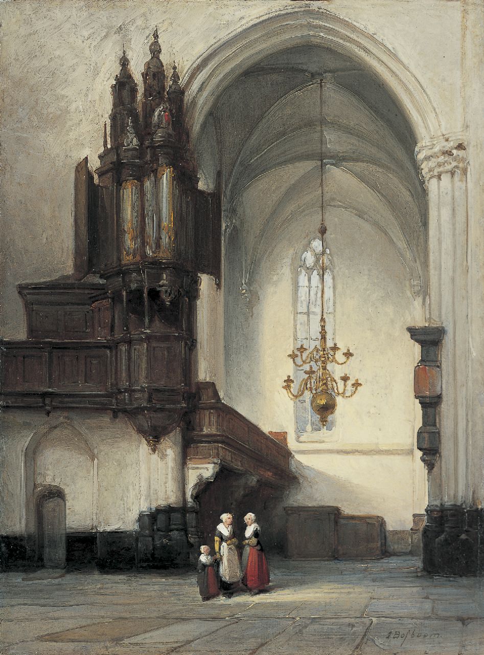 Bosboom J.  | Johannes Bosboom, Interior of the Nieuwe Kerk, Amsterdam, Öl auf Holz 25,3 x 19,0 cm, signed l.r.