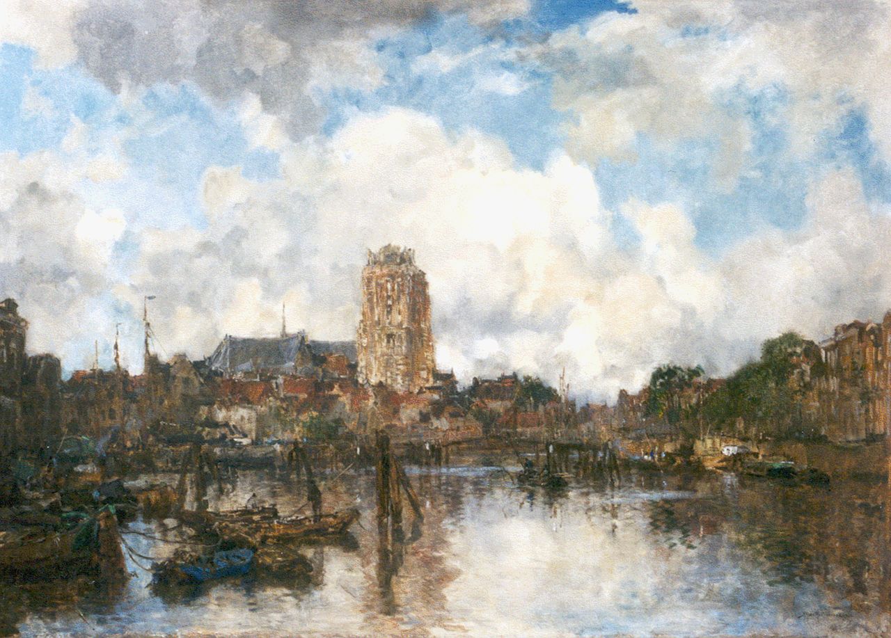 Mastenbroek J.H. van | Johan Hendrik van Mastenbroek, View of Dordrecht, Öl auf Leinwand 122,7 x 170,7 cm, signed l.r. und dated 1923