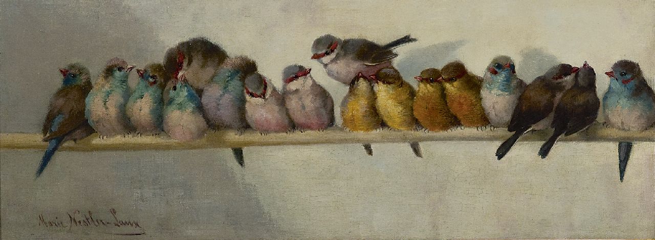 Marie Nestler-Laux | Singing-birds, Öl auf Leinwand, 18,0 x 46,3 cm, signed l.l.