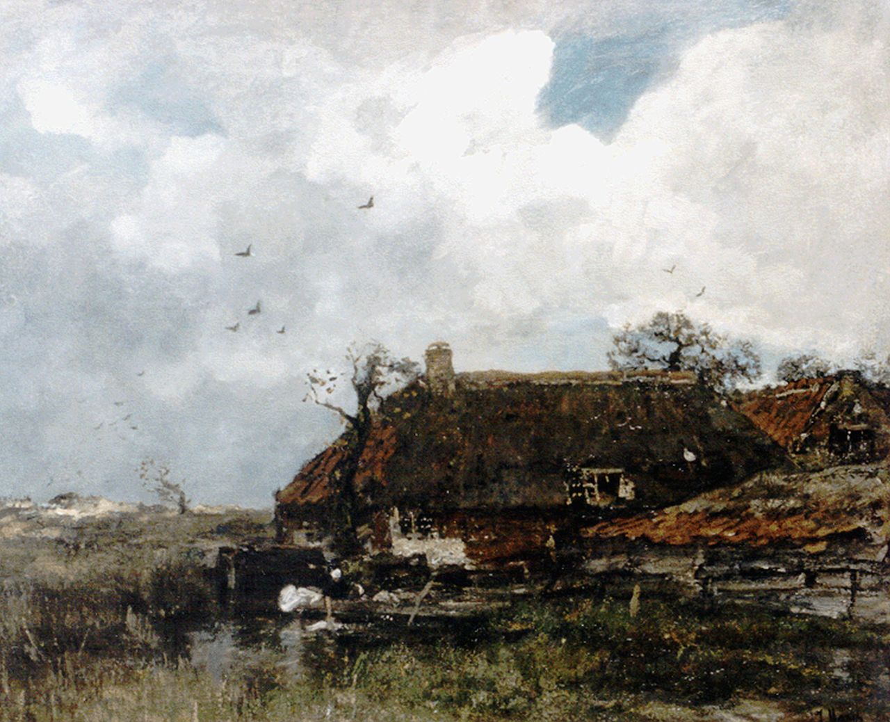Maris J.H.  | Jacobus Hendricus 'Jacob' Maris, Farmstead in a landscape, Öl auf Leinwand 68,8 x 85,0 cm, signed l.r.