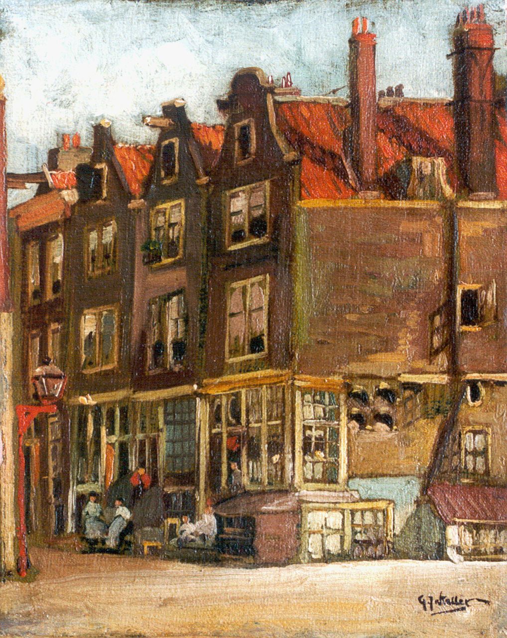 Staller G.J.  | Gerard Johan Staller, Houses in Amsterdam, Öl auf Leinwand Malereifaser 22,9 x 18,2 cm, signed l.r.