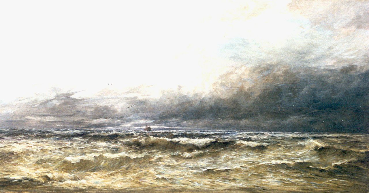 Arden H.  | Henri Arden, Mauvais temps au large Mer du Nord, Öl auf Leinwand 90,0 x 170,0 cm, Unterzeichnet u.r.
