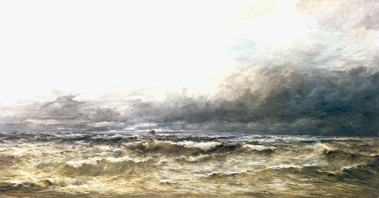 Arden H.  | Henri Arden, Mauvais temps au large Mer du Nord, Öl auf Leinwand 90,0 x 170,0 cm, Unterzeichnet u.r.
