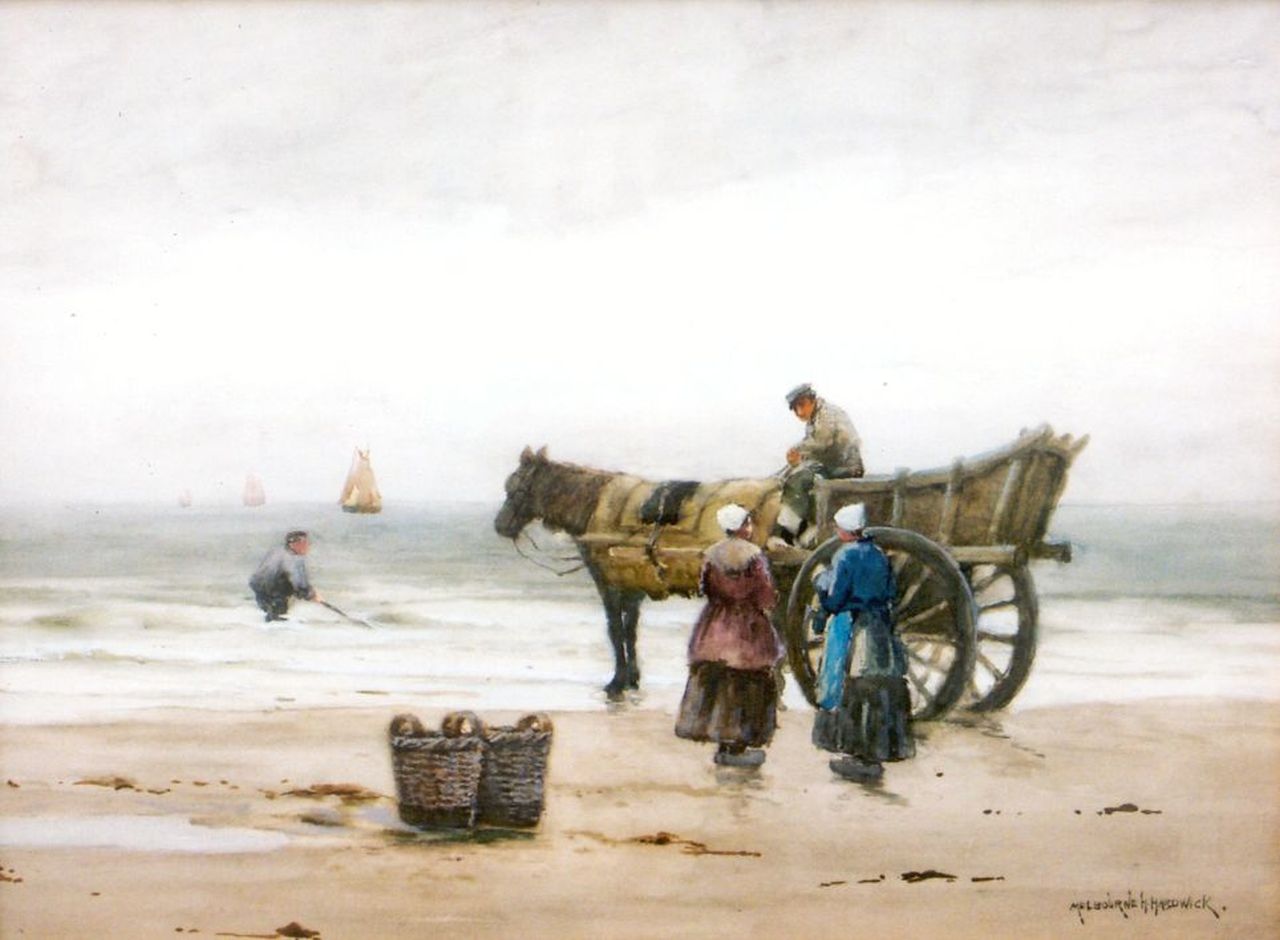 Melbourne Havelock Hardwick | Shell-gatherers on the beach of Katwijk, Bleistift und Aquarell auf Papier, 45,0 x 59,5 cm, signed l.r.