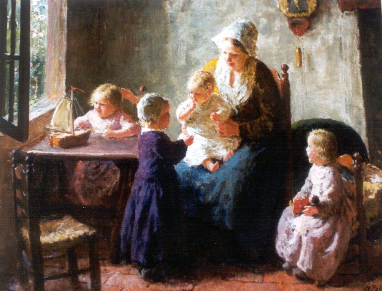 Pothast B.J.C.  | 'Bernard' Jean Corneille Pothast, A happy family, Öl auf Leinwand 32,2 x 40,3 cm, signed l.r.