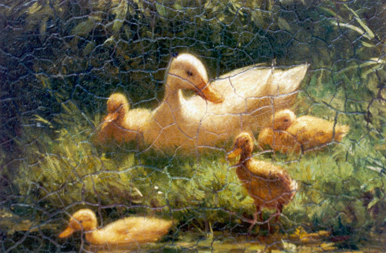 Artz C.D.L.  | 'Constant' David Ludovic Artz, Duck with ducklings, Öl auf Holz 18,0 x 24,1 cm, signed l.l.