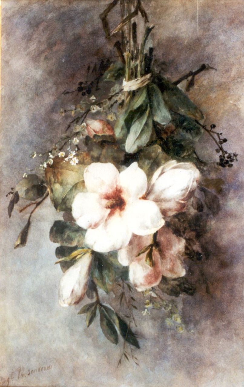 Roosenboom M.C.J.W.H.  | 'Margaretha' Cornelia Johanna Wilhelmina Henriëtta Roosenboom, Magnolia's, Aquarell auf Papier 65,0 x 41,9 cm, gesigneerd linksonder
