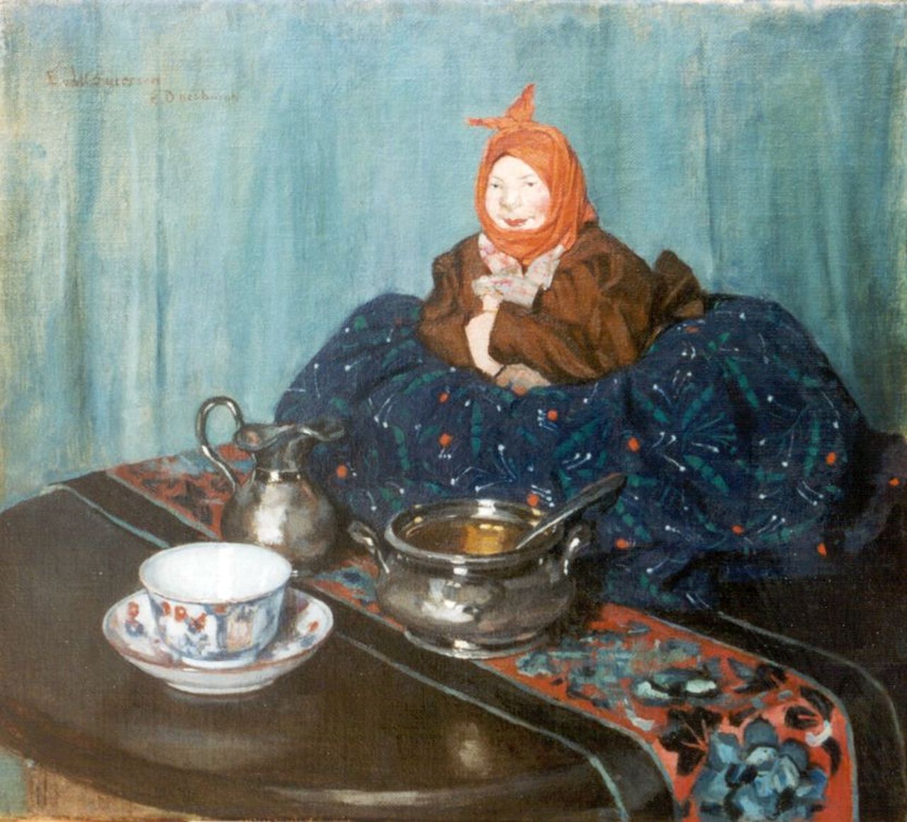 Woutersen van Doesburgh E.L.H.  | 'Elsa' Louisa Hannelina Woutersen van Doesburgh, A tea-cosy, Öl auf Leinwand 32,0 x 36,0 cm, signed u.l.