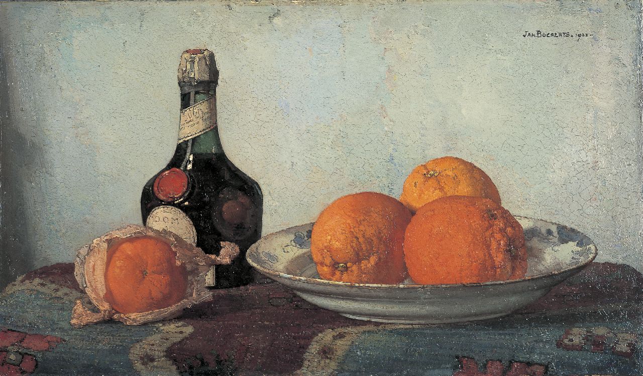 Bogaerts J.J.M.  | Johannes Jacobus Maria 'Jan' Bogaerts, A still life with oranges, Öl auf Leinwand 32,4 x 55,2 cm, signed u.r. und dated 1922