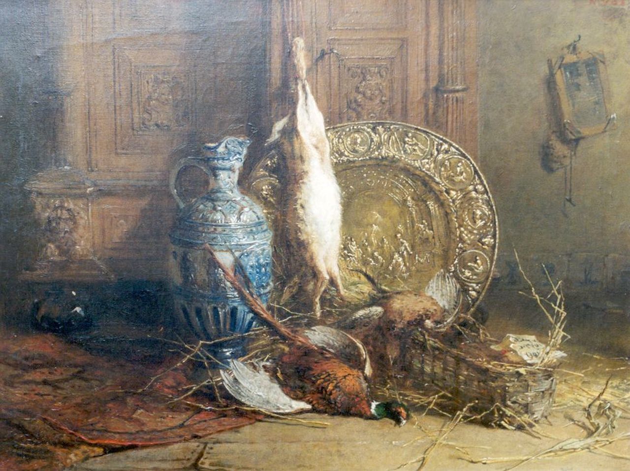 Vos M.  | Maria Vos, A hunting still life, Öl auf Leinwand 46,2 x 61,1 cm, signed u.r.