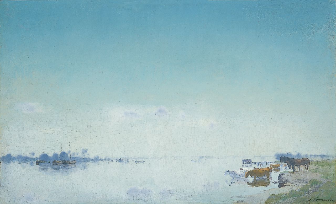 Voerman sr. J.  | Jan Voerman sr., A view of the river IJssel, Hattem, Öl auf Holz 37,5 x 61,1 cm, signed l.r.