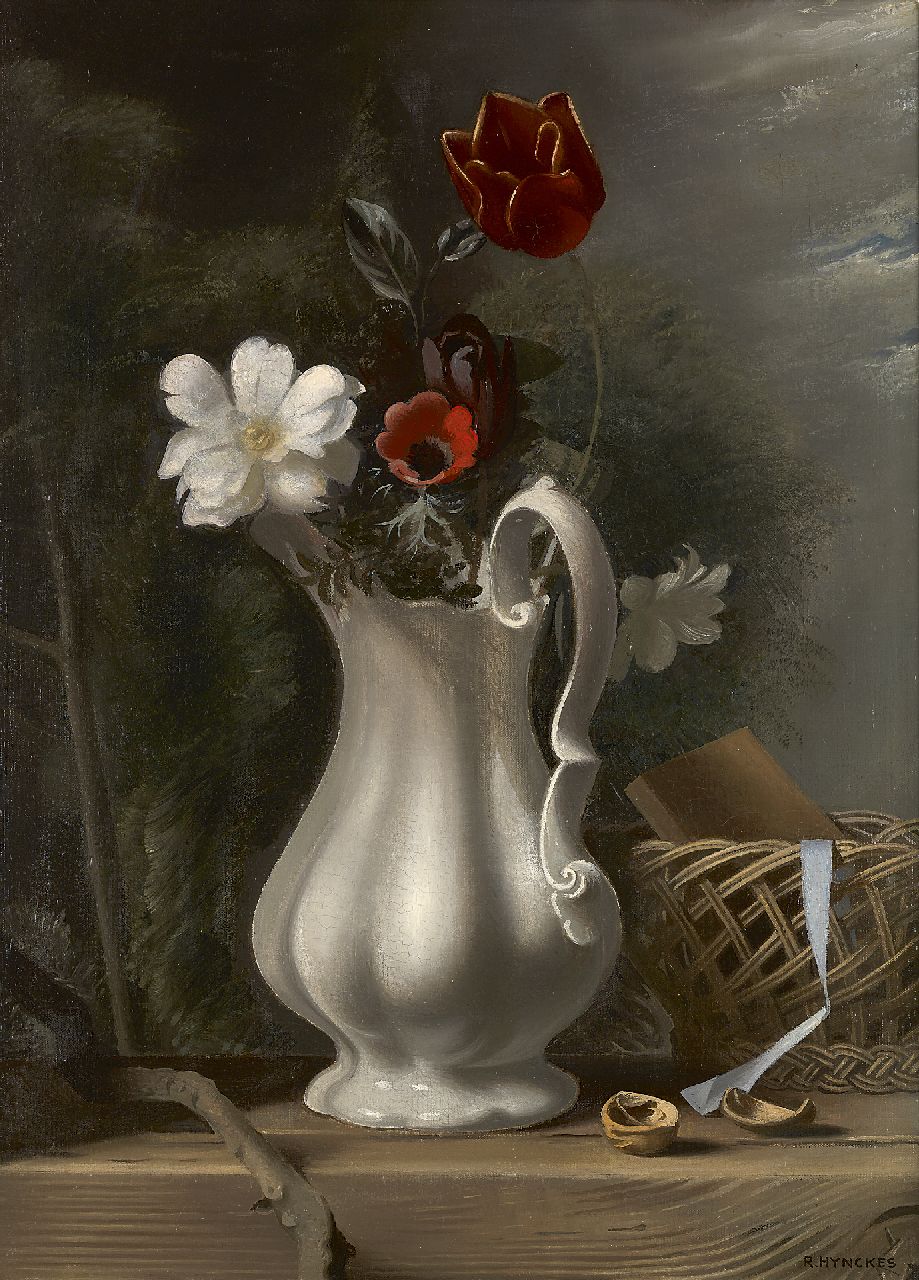 Hynckes R.  | Raoul Hynckes, Blumenstilleben, Öl auf Leinwand 55,5 x 40,6 cm, Unterzeichnet u.r.