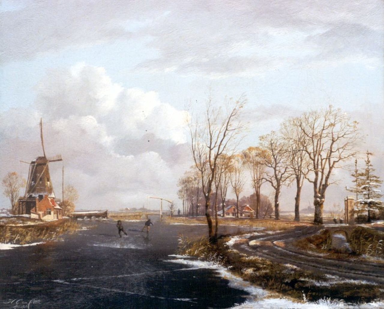 Cate H.G. ten | Hendrik Gerrit ten Cate, Skaters on the ice, Öl auf Leinwand 29,2 x 35,8 cm, signed l.l. und dated 1828
