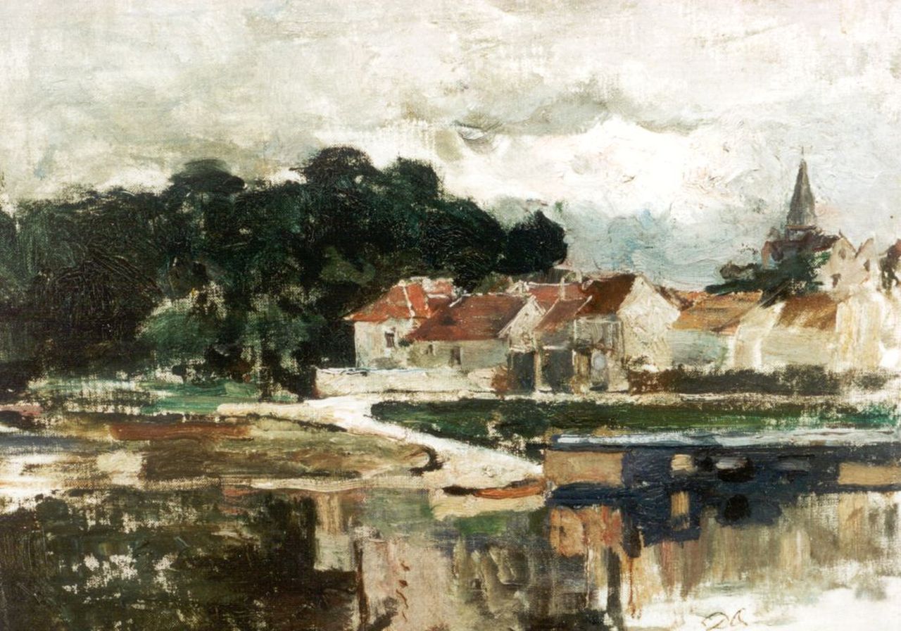 Oyens D.  | David Oyens, A town view, France, Öl auf Leinwand auf Holz 28,4 x 37,6 cm, signed l.r. with initials