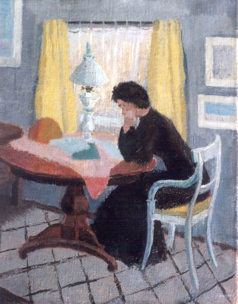 Gispen W.H.  | Willem Hendrik Gispen, A woman, reading in an interior, Öl auf Leinwand 50,4 x 40,0 cm, signed l.l. with initials und painted '48