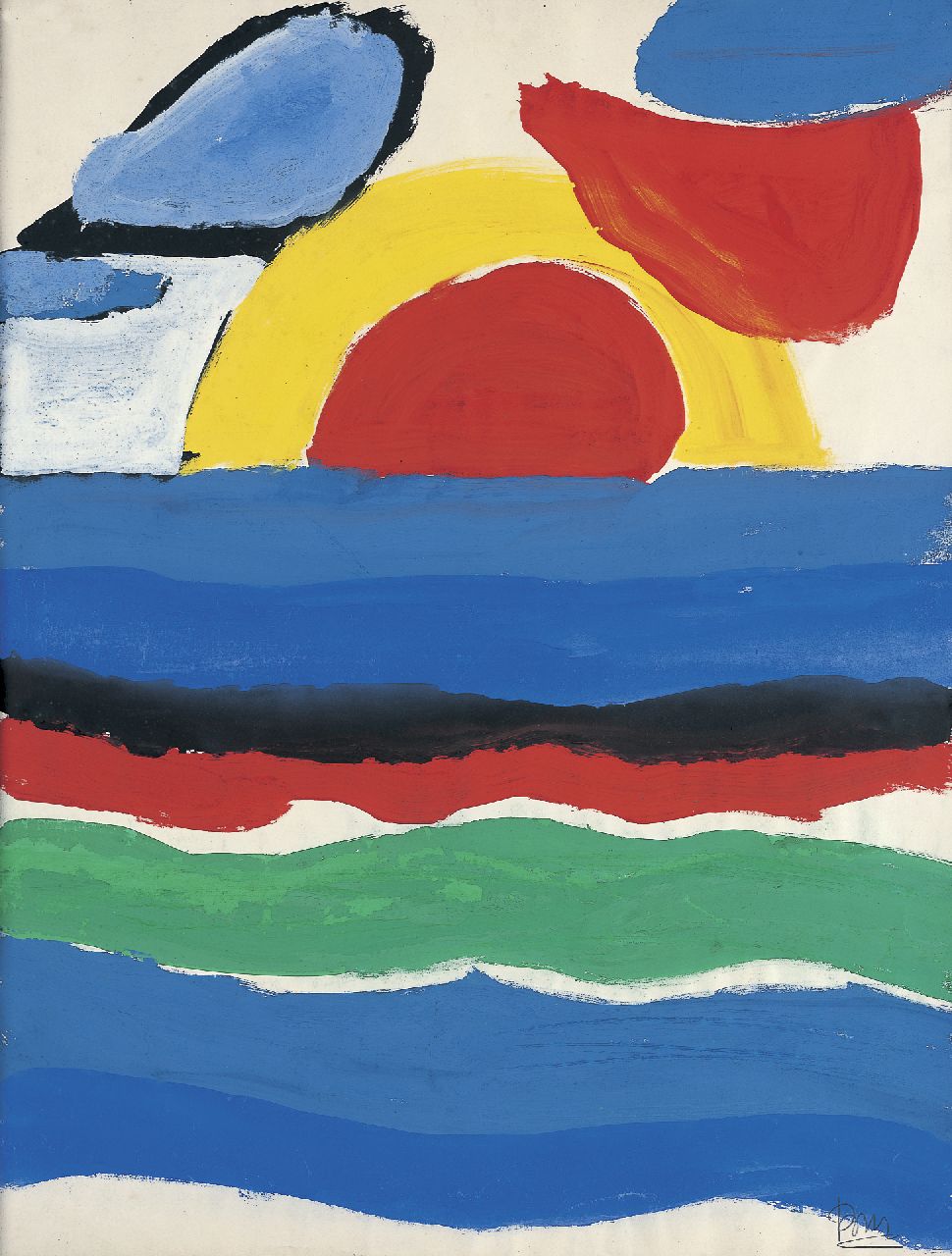 Benner G.  | Gerrit Benner, Sunset, Gouache auf Papier 61,5 x 47,4 cm, signed l.r. und painted circa 1954
