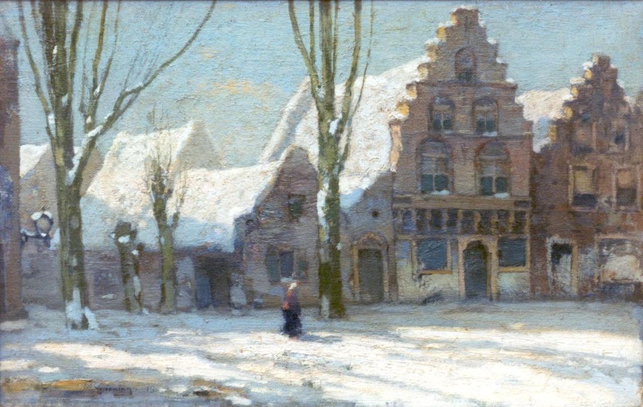 Wenning IJ.H.  | IJpe Heerke 'Ype' Wenning, A snow-covered town, Franeker, Öl auf Leinwand 23,2 x 35,9 cm, signed l.l. und dated '15