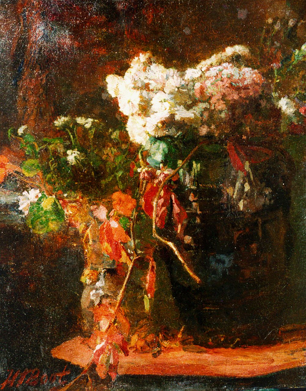 Henri Frédéric Boot | A flower still life, Öl auf Leinwand, 50,3 x 40,3 cm, signed l.l.