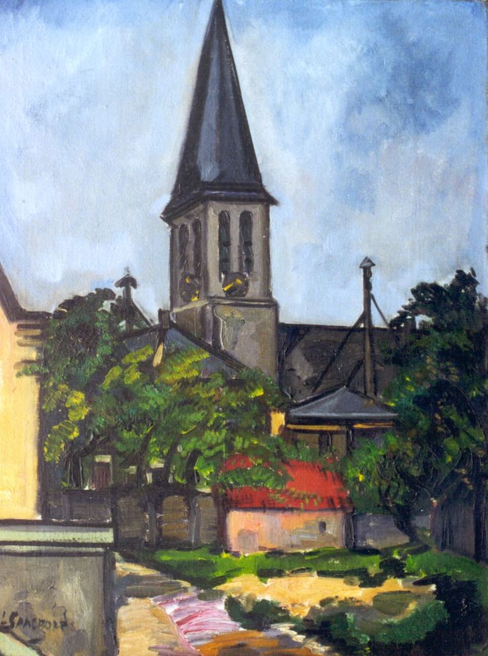 Saalborn L.A.A.  | 'Louis' Alexander Abraham Saalborn, Village view with church, Öl auf Leinwand 64,2 x 48,4 cm, signed l.l.