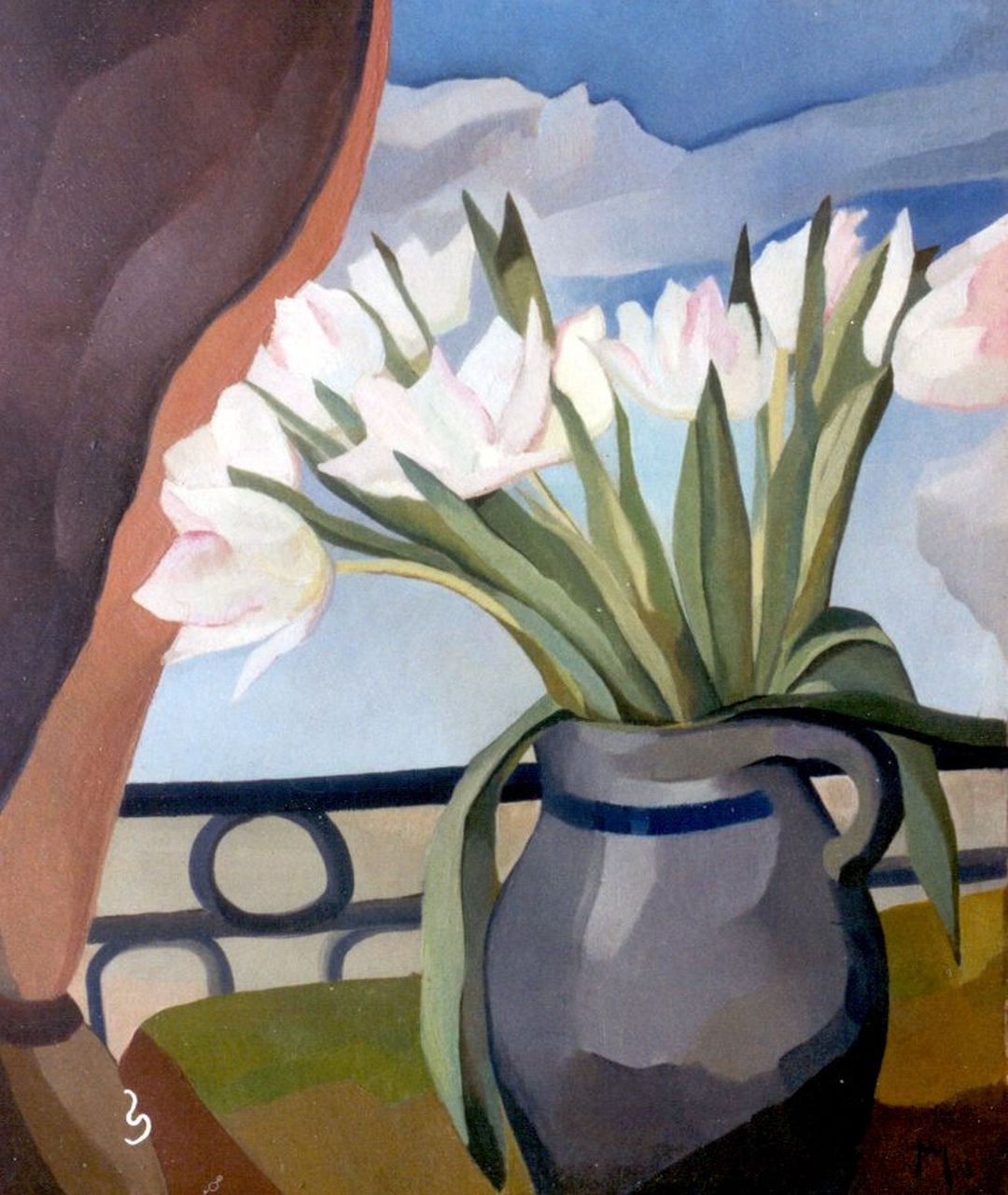 Hans van Mastenbroek | Tulips in a jug, Öl auf Malereifaser, 58,6 x 49,2 cm, signed l.r. mon. und painted '32