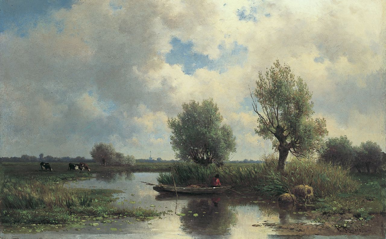 Roelofs W.  | Willem Roelofs, A Dutch polder landscape, Öl auf Leinwand 44,6 x 69,5 cm, signed l.r.