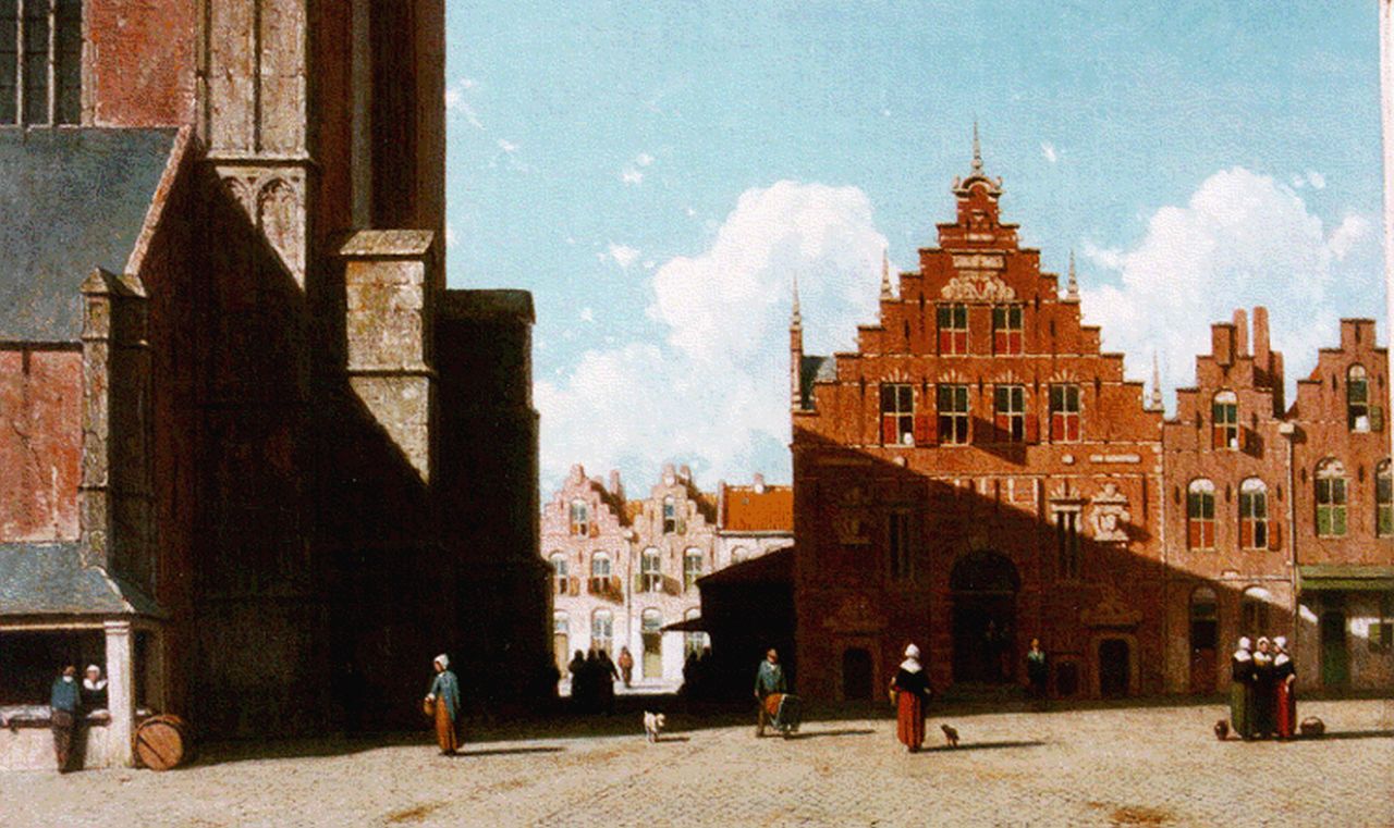 Weissenbruch J.  | Johannes 'Jan' Weissenbruch, A view of the 'Grote markt', Haarlem, Öl auf Leinwand 38,0 x 58,5 cm, signed l.r.