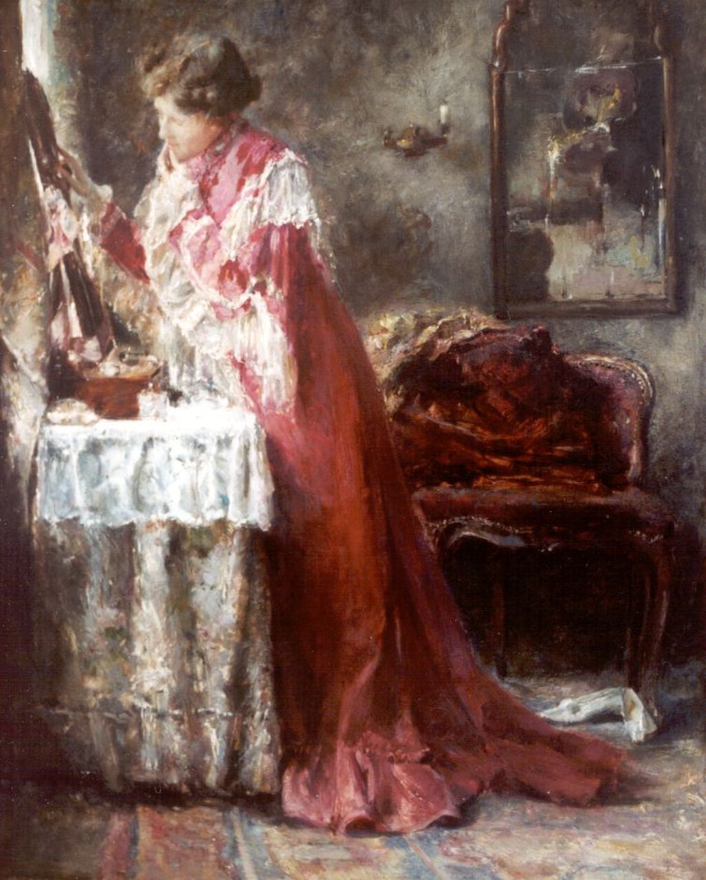 Roelofs O.W.A.  | Otto Willem Albertus 'Albert' Roelofs, Elegant lady, Öl auf Holz 61,0 x 49,7 cm, signed u.r.