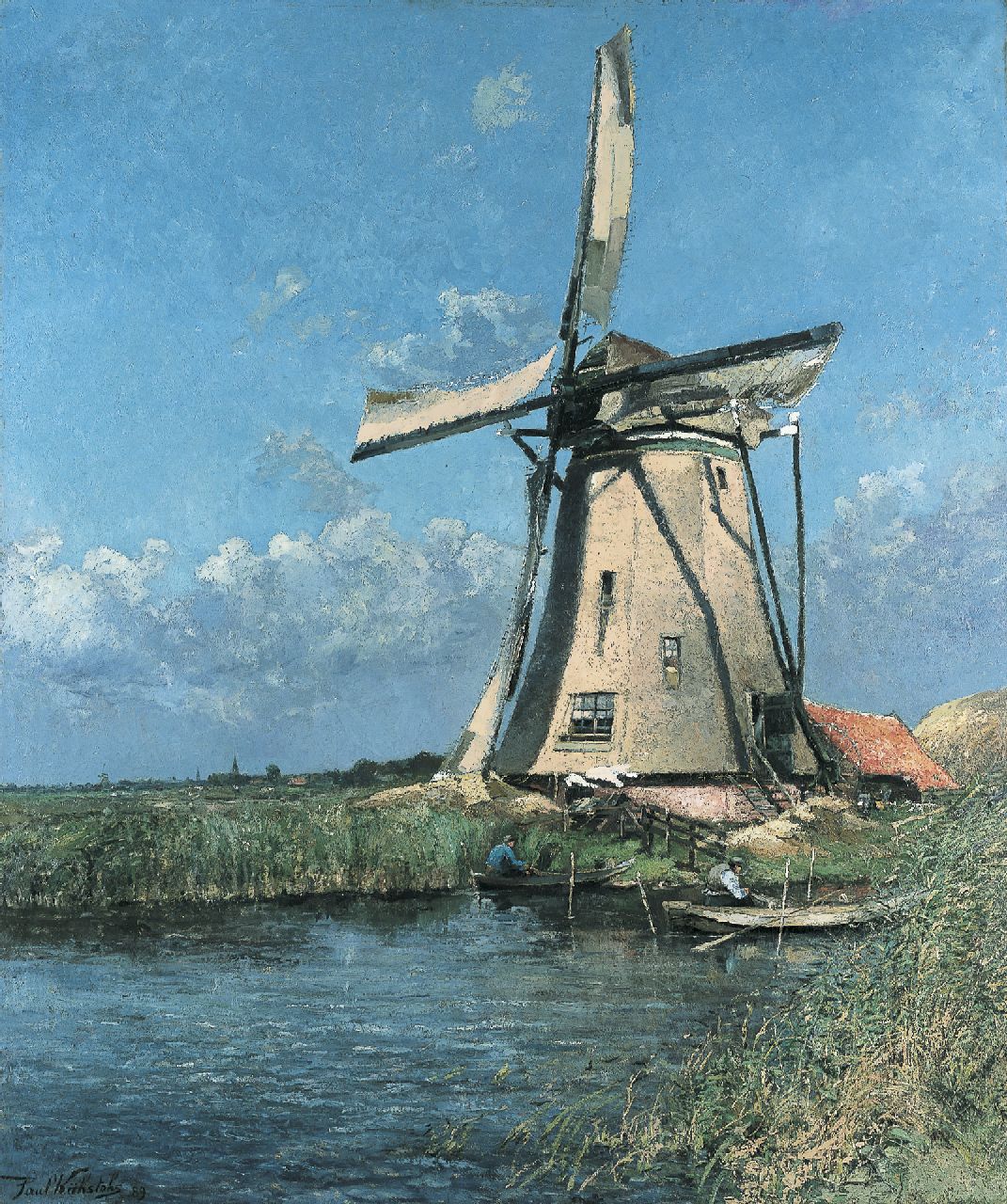 Paul Kühstohs | Windmill in the 'Vosse en Weerlanerpolder', Öl auf Leinwand, 216,0 x 182,0 cm, signed l.l. und dated '89