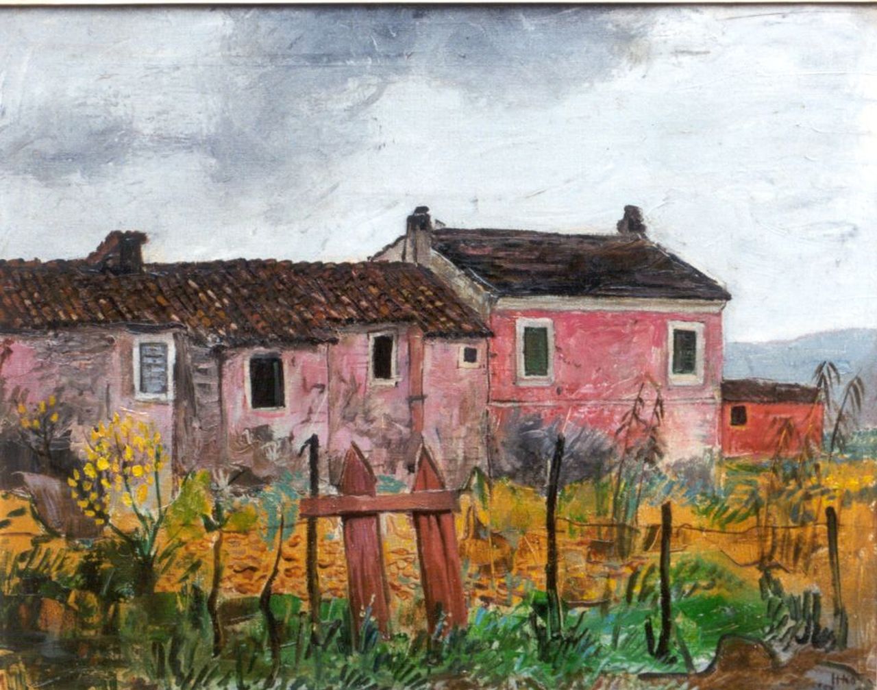 Kamerlingh Onnes H.H.  | 'Harm' Henrick Kamerlingh Onnes, A farm in a landscape, France, Öl auf Leinwand 40,5 x 50,8 cm, signed l.r. with monogram und dated '57