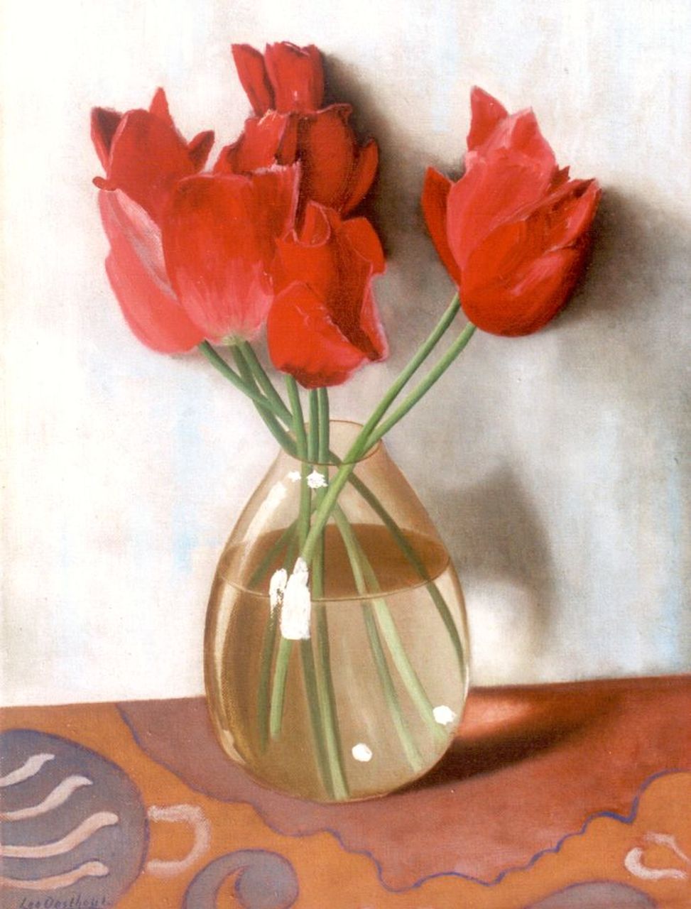 Leo Oosthout | Tulips in a vase, Öl auf Leinwand, 40,0 x 30,0 cm, signed l.l.
