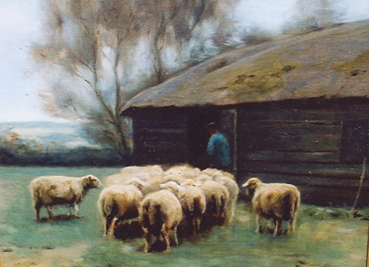 Steelink jr. W.  | Willem Steelink jr., Shepherd and flock, Öl auf Leinwand 40,0 x 50,0 cm