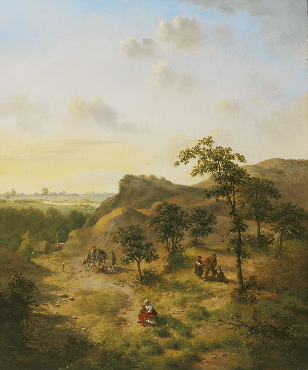 Verheijen J.H.  | Jan Hendrik Verheijen, Wood gatherers and countrymen on a wooded hill, Öl auf Holz 61,5 x 50,9 cm, signed l.l.