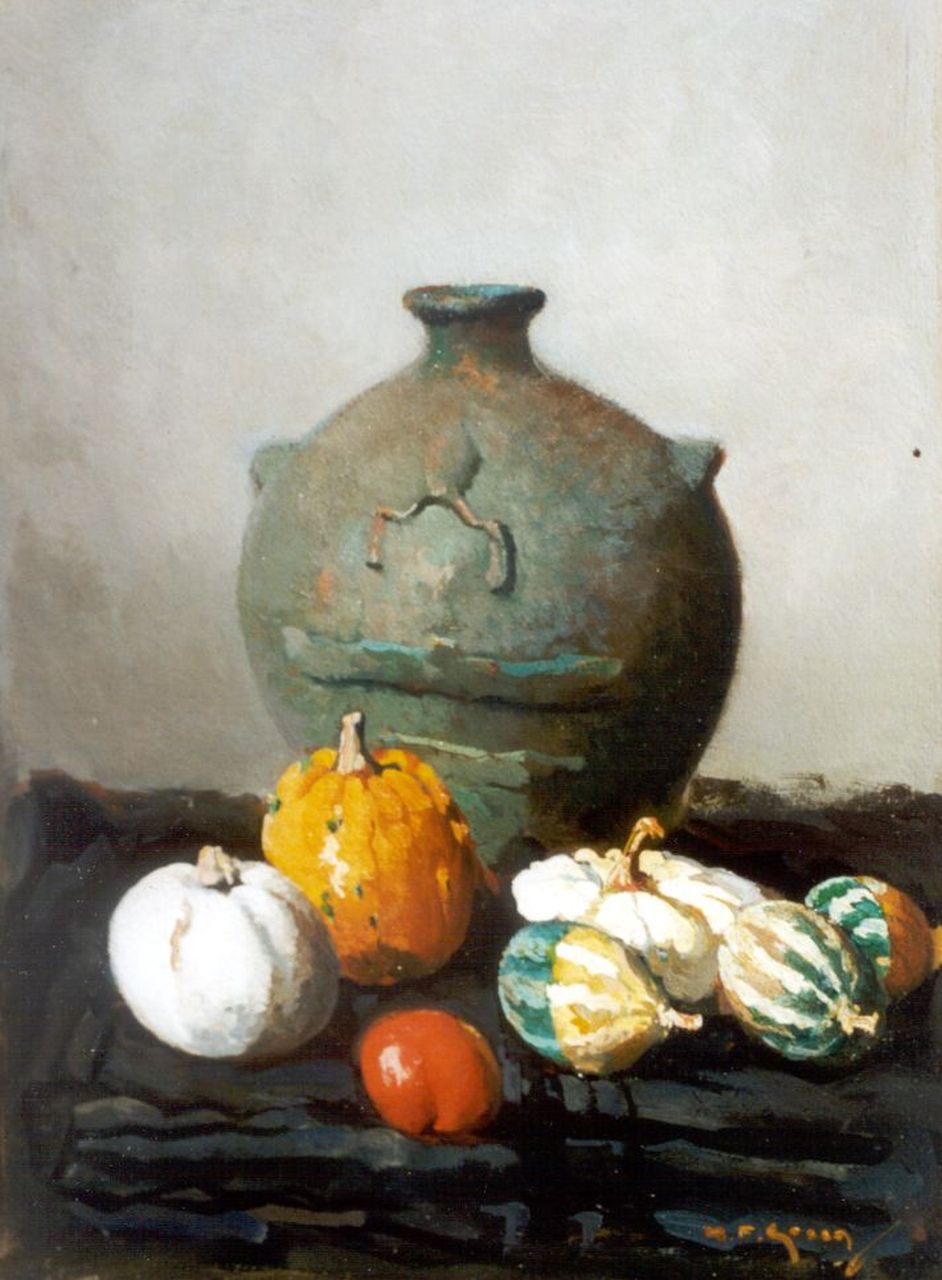 Groen H.P.  | Hendrik Pieter 'Piet' Groen, A Still life with Gourds, Öl auf Malerpappe 34,1 x 25,2 cm, signed l.r.