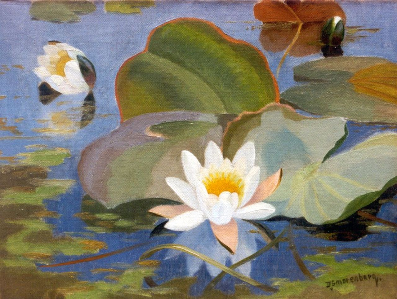 Smorenberg D.  | Dirk Smorenberg, Water lilies, Öl auf Leinwand 30,5 x 40,5 cm, signed l.r.