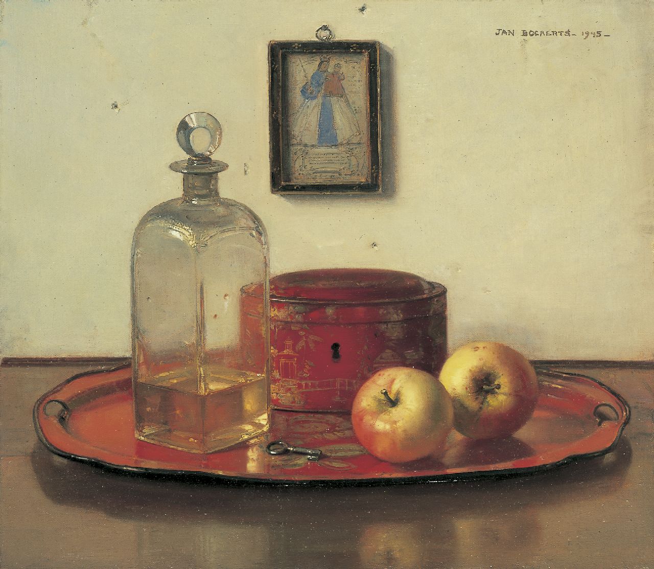 Bogaerts J.J.M.  | Johannes Jacobus Maria 'Jan' Bogaerts, A still life with apples, Öl auf Leinwand 40,2 x 45,5 cm, signed u.r. und dated 1945