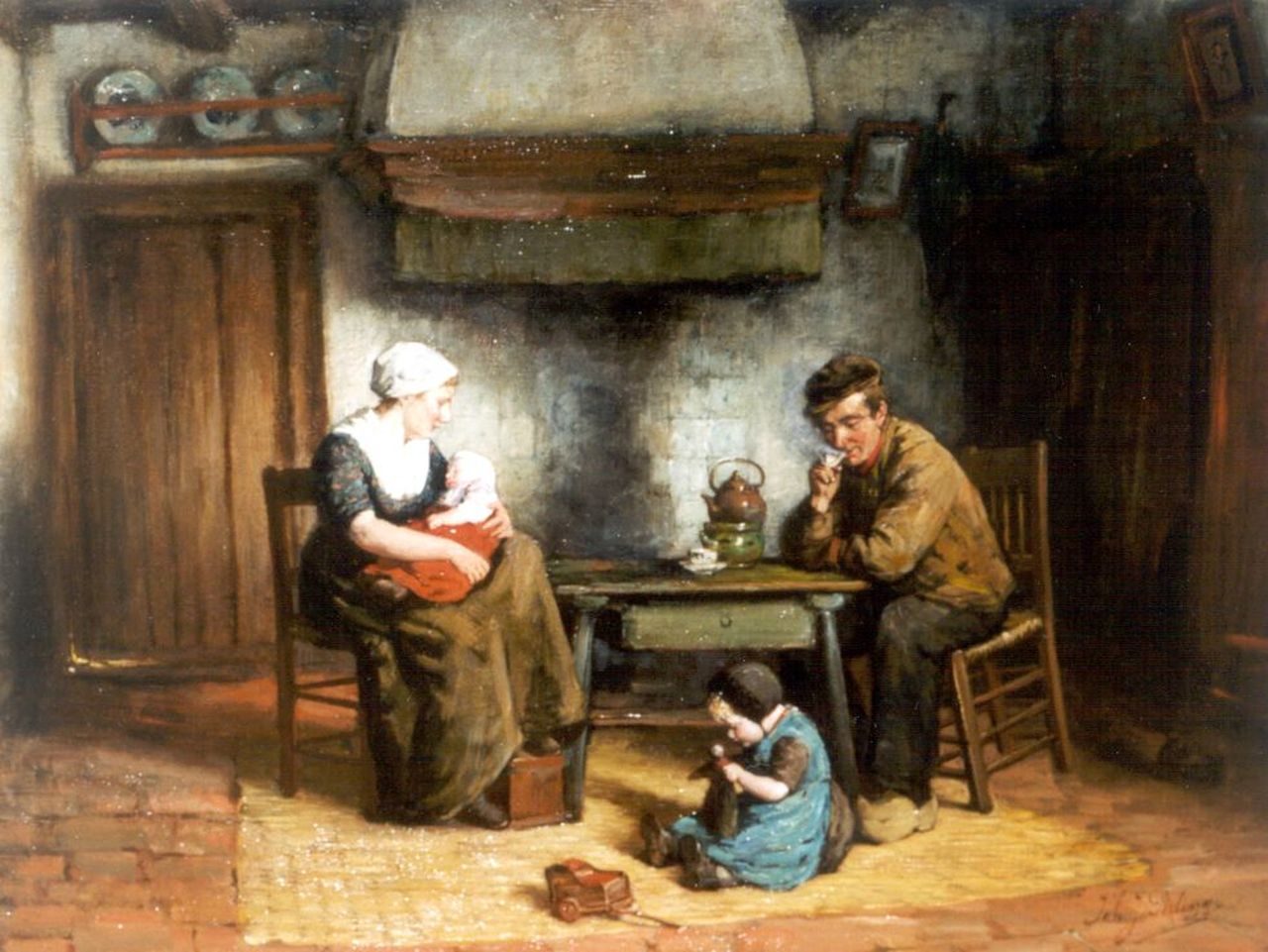 Paling J.J.  | Johannes Jacobus Paling, A happy family, Öl auf Leinwand 54,5 x 71,0 cm, signed l.r.