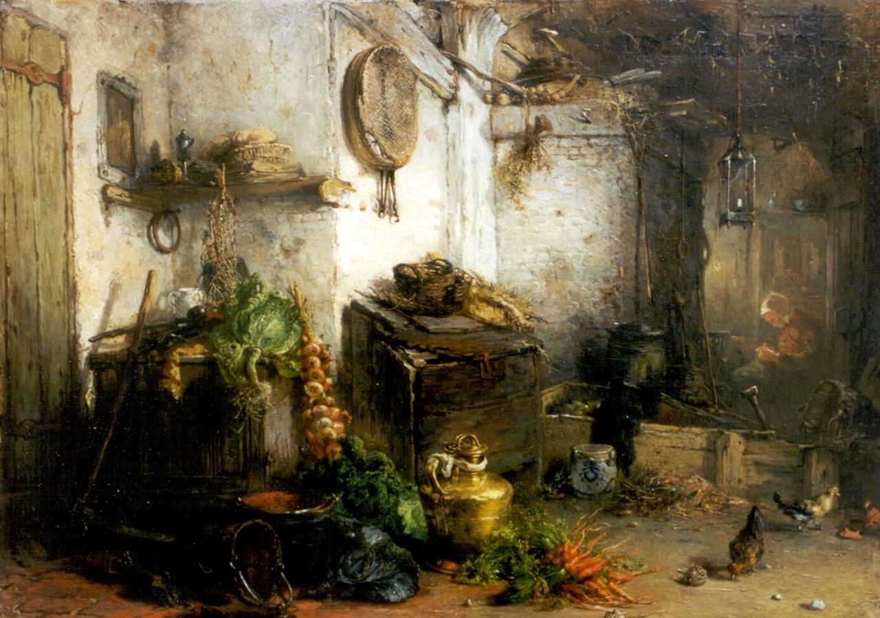 Vos M.  | Maria Vos, A still life with vegetables, Öl auf Leinwand 38,0 x 51,2 cm, signed l.l. indistinctly