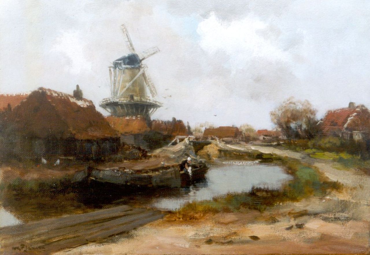 Jansen W.G.F.  | 'Willem' George Frederik Jansen, A canal scene, Edam, Öl auf Leinwand 35,6 x 50,5 cm, signed l.l.